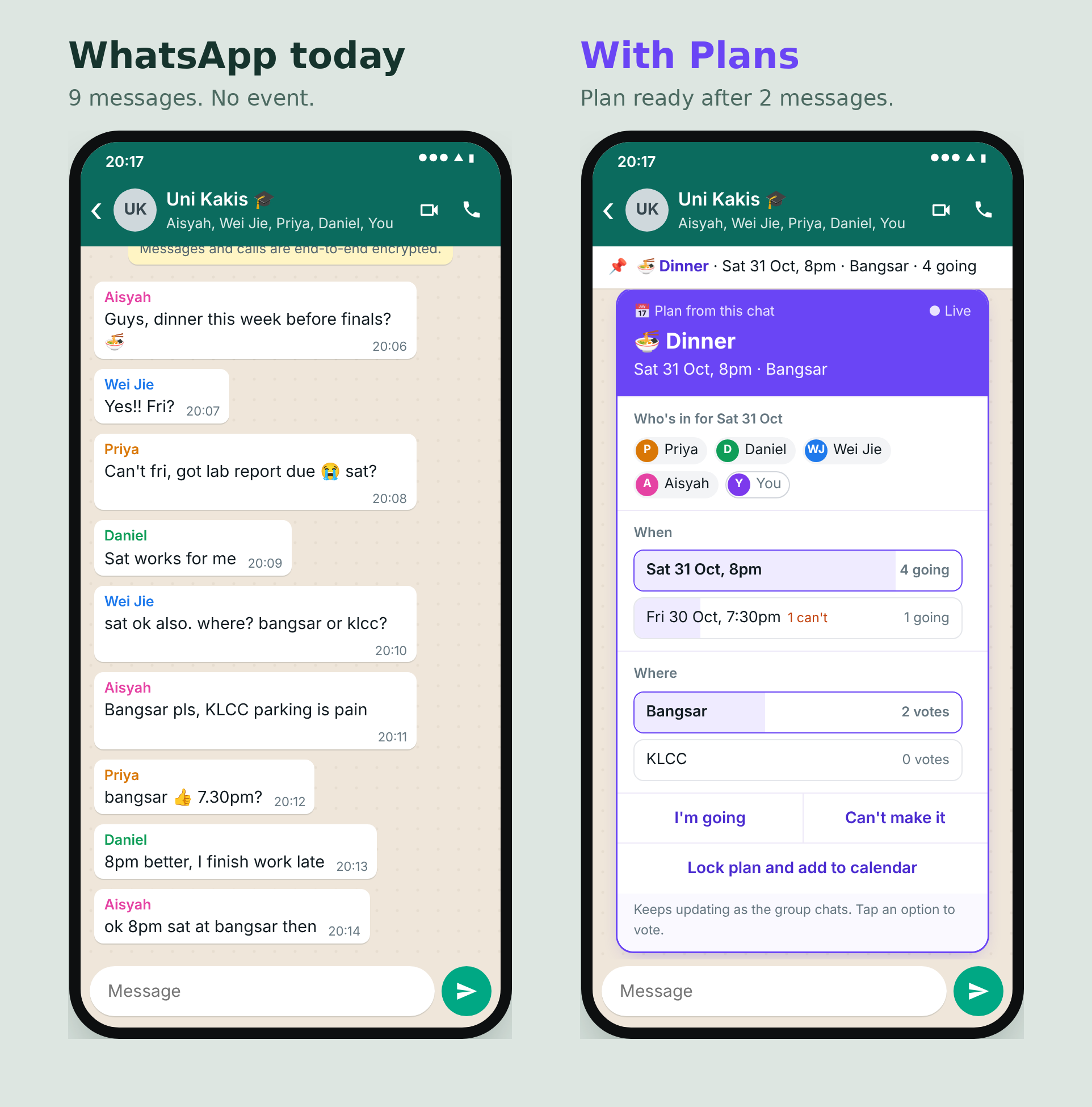 WhatsApp today vs with Plans